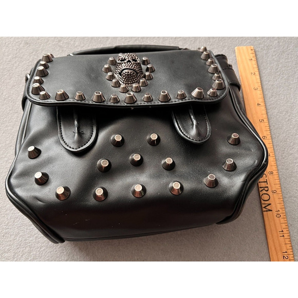 Maomaobag Black Skull Theme Studded Purse Handbag Goth Punk Biker Faux Leather - Picture 5 of 15